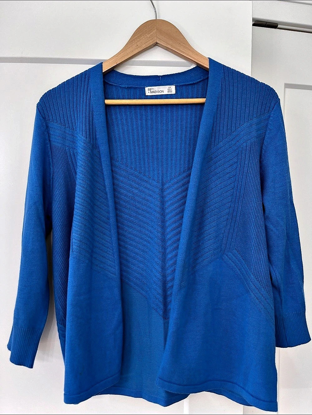 89th + Madison Open Front Cardigan in Blue Size Large Like New